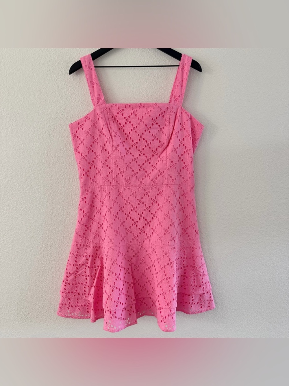 Draper James Women's Embroidered Sleeveless‎ Mini Sachet Pink Eyelet Dress Sz 12